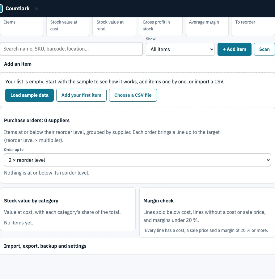 Small business inventory software example